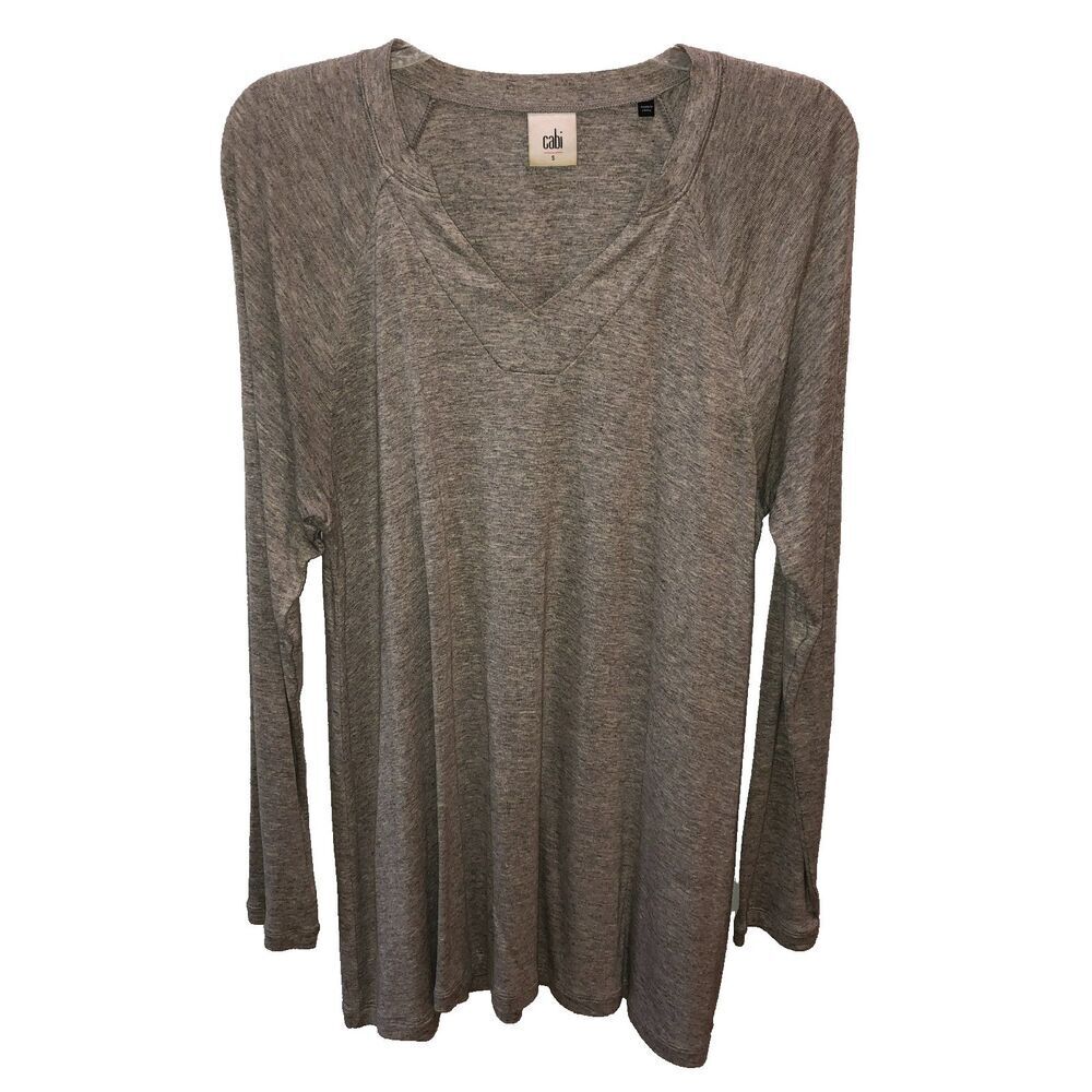 Cabi Gray V-Neck Jersey Knit Offhand Tunic Shirt Top Size Small S Style 5325